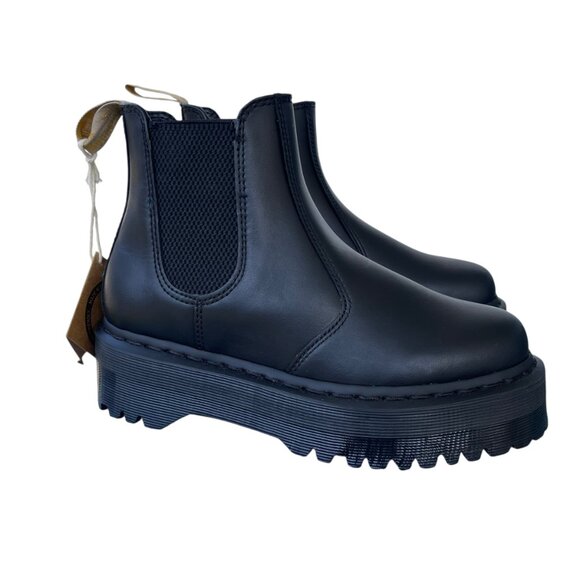 ✨ Dr. Martens V 2976 Quad Mono Black Vegan Leather Platform Chelsea Boots SZ 7 - Picture 1 of 7